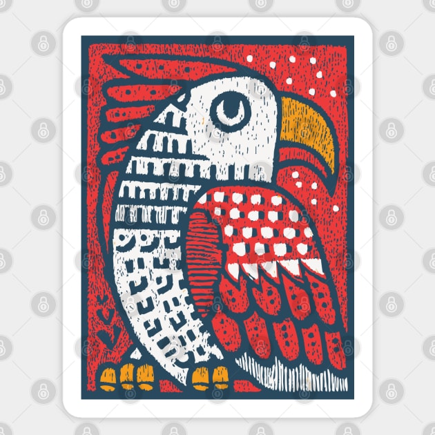Folk Art Eagle | Whimsical Bird of Prey Sticker by TuncGK